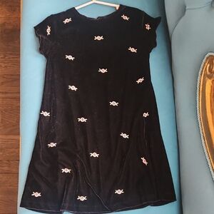 Blueberi Boulevard Black Dress with Pink Floral Design